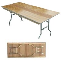 wooden trestle tables